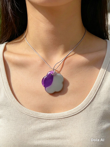 Purple white handmade resin - &,