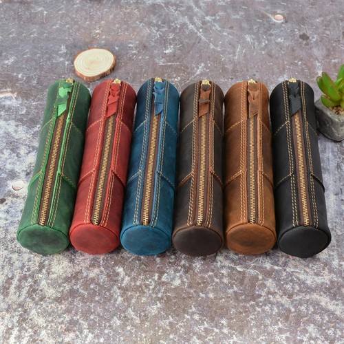 Vintage leather pencil case - vintage,