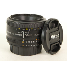 Nikon Nikkor 50mm F1.8 D AF Lens For Nikon DSLR's F&R Lens Cap, Excellent Condi.
