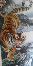 Chinese Color Scroll Ink Tiger