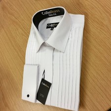 Mens White Pleated Front Reg