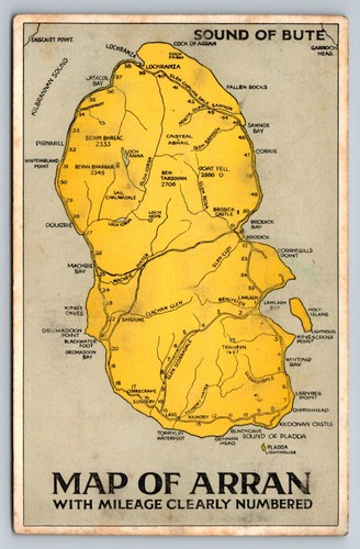Vintage map arran postcard - of,