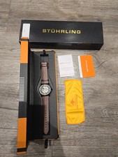 Stuhrling 3972 3 Mantra Automatic Brown Leather Skeleton Mens Watch [BRAND NEW]