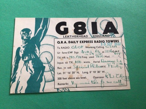 England qsl radio card 1937 - radio, to