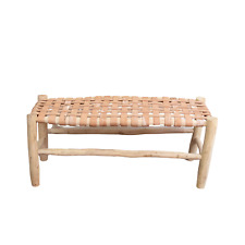 Wooden Bench Seat Solid Wood Bench Rustic Wooden Bench Base Leather Seat