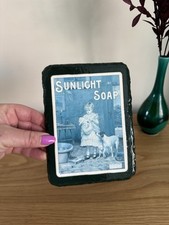 Sunlight Soap Vintage Advertising Handmade Slate Wall Hanging Sign 5in