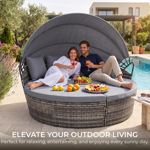 5pc rattan garden daybed - 5pc,