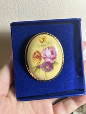 Vintage Aynsley Brooch Fine Bone China With Original Box