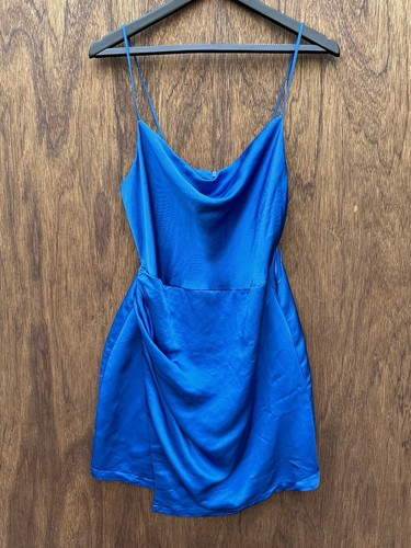 Zara blue satin cowl - cowl, neck