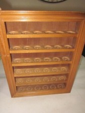 wooden thimbles display case stand brown old used inner slots rectangle