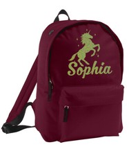 Kids Unicorn Bag Personalised Backpack Rucksack Add Name Gold Sparkle Birthday