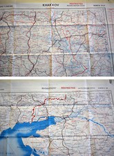 Flying map silk map of Kharkov (Ukraine) and Rostov (Russia) 1:1,000,000  