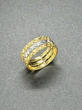 22k 22ct Two Toned Lady’s Real Gold Filled Wide Band Ring Size S