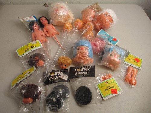 Vintage doll head parts - vintage, lot