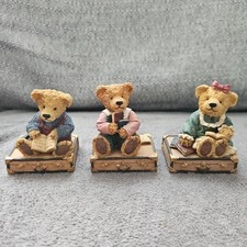 Teddy Bear With Books On A Suitcase 3x Ornaments. Bears. 2.5"