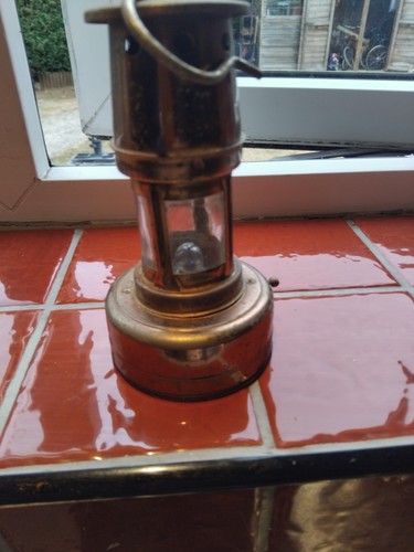 Antique miners lamp brass - brass, made