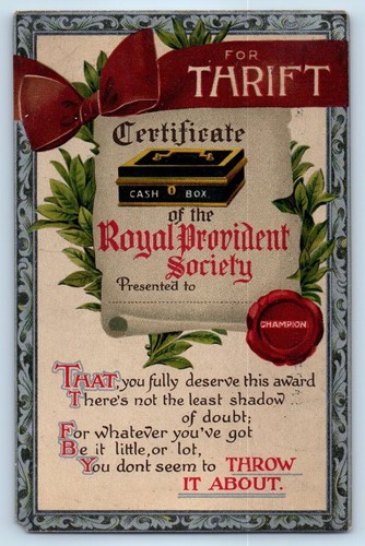 Certificate for thrift royal - certificate,