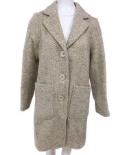 AVOCA WICKLOW IRELAND Ladies UK 12 Vintage 100% Wool Coat Cream/Brown Pre-Loved