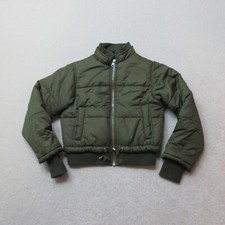 Topshop Petite Puffer Jacket Womens UK 4 Khaki Green Full Zip Padded Coat EU 32