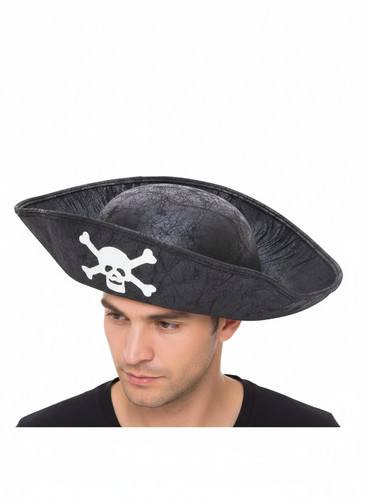Adult black pirate hat classic - black,