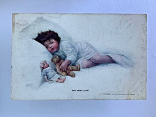 Postcard 1921 Bessie Pease Gutmann Young Child Sleeping Teddy Bear Doll