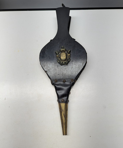 Vintage black leather brass - vintage,