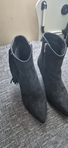 Women black suede western - suede,