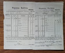1884 Rhymney Railway Llanishen Station Cash Transmission Receipts (2)