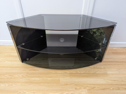 Black glass corner stand - black, tv