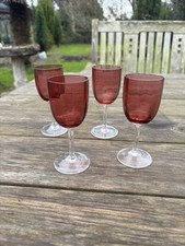 VINTAGE CRANBERRY RED GLASS GLASSES x 4