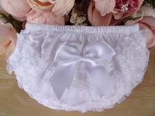 Baby Lace Frilly Knickers Girls Panties Cotton Christening Occasion Up To 18mths