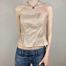 Viva Corset 10 Silky Croptop Sexy Sparkly Queen Beige Debut Prom Glam 2000s