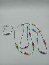 Coeur De Lion Bright Multicoloured Tubular Bead Necklace & Matching Bracelet