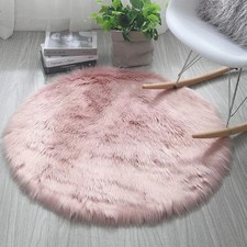 HARESLE Round Faux Fur Rug,Soft Bedroom Rugs,Woolen Floor Carpet Mats for Living