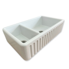 Luxury Handmade Ceramic Traditional Belfast Style Kitchen Sink | Fluted Lostock