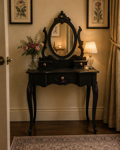 Upcycled black dressing table - dressing,