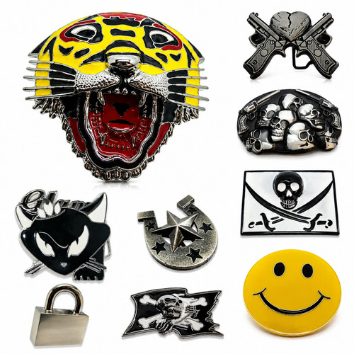 Men biker belt buckle skull - biker,