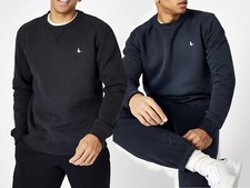 Jack Wills Men's Belvue Pheasant Logo Crew Neck Sweatshirt Navy Blac M L RRP £45