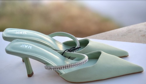 Zara mint green pointed toe - zara,