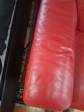 Red Leather Recliner With Chaise Long.