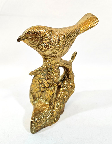 Vintage brass sparrow ornament - brass,