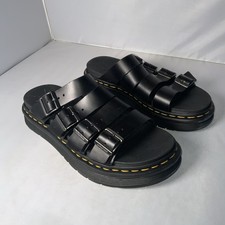 Dr. Martens Tate Leather Sandals Black Four Buckle Straps Size Uk 8 New