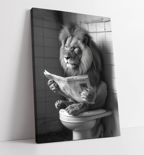 Funny lion sitting toilet - funny, on