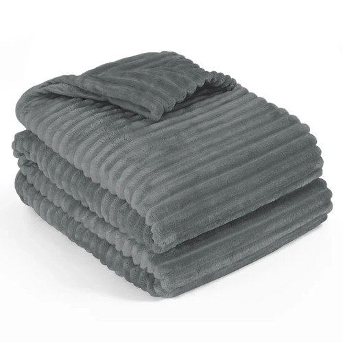 Soft fleece stripe throw - soft,