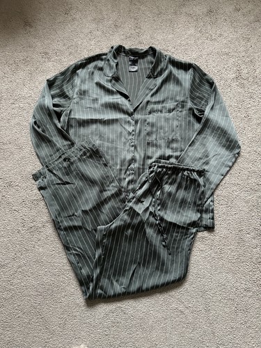 Sage green striped satin - striped,