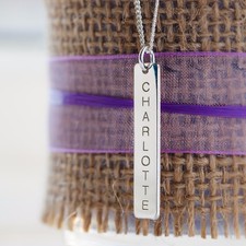 Solid Sterling Silver Personalised Ingot Style Rectangle Bar Tag Pendant Gift