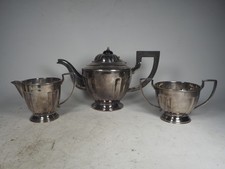 Antique Silver Plate EPNS 3 Piece Tea Set Teapot, Milk Jug Sugar Bowl