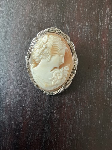 Antique silver cameo - antique, brooch