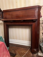 ART DECO 1920s WOOD VENEER FIREPLACE MANTEL UNIQUE GOOD CONDITION 1.7mH x 1.62mW