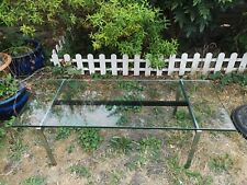 Rare & stunning glass and steel metal coffee table - in style of Poul Kjaerholm